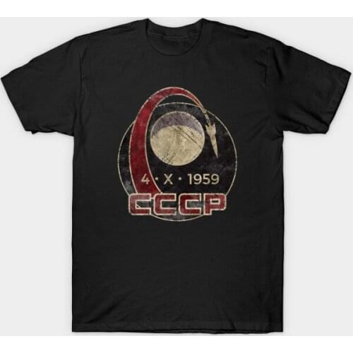CCCP Luna 3 Spacecraft Launched By Vostok Rocket T-Shirt Russian Soviet Pilot and Cosmonaut Mens T Shirt