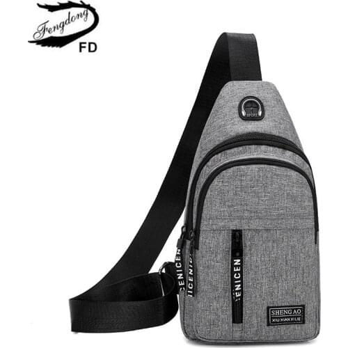 Fengdong mini crossbody bags for men small travel bag casual Chest Bag Pack Waterproof Single Shoulder bag boy messenger bag