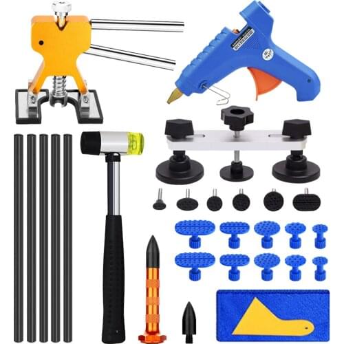 Paintless Dent Repair Kit - Professional Car Dent Remover Tools Bridge Puller Hot Glue Tap Down Kits