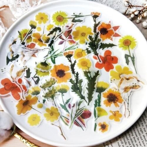 1 Pack (40 pcs stickers) Fresh Yellow Sun Flower Decorative Stickers Sealing Paste Stick Label