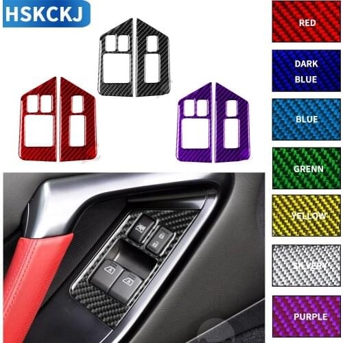 For GTR R35 2008-2016 Multiple Color Carbon Fiber Stickers Window Lift Switch Demisting Button Frame Interiors Car Accessories