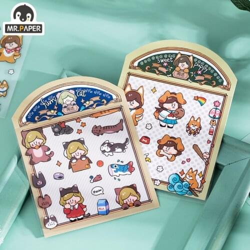 Mr.Paper 6 Styles Animal Gathering Series Decoration Diary And Paper Woven Stickers Scrapbook Plan Decoration Stationery