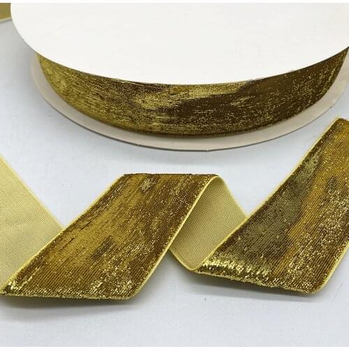 NEW 6--38mm Glitter Velvet Ribbon No Elastic Single Face Ribbon Headband Clips Bow Decoration # 16