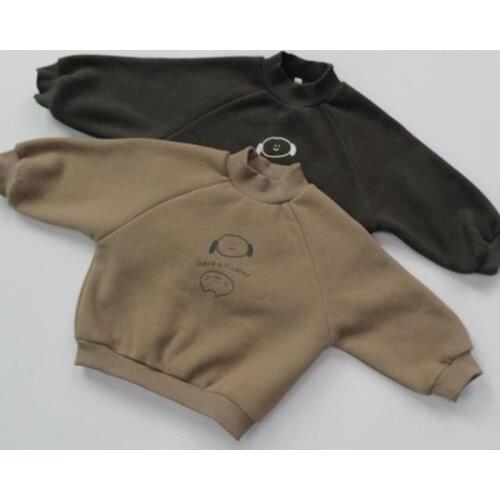 Autumn And Winter 2020 Newborn Baby Boys Sweatshirts Korean Ins Girls Long Sleeve Clothes Cotton High Neck Tops For Kids 12m-3y