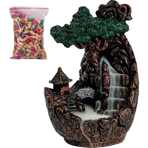 Resin Backflow Incense Burner Waterfall Incense Burner Holder Waterfall Shape beautiful picture Handmade and Easy to Clean