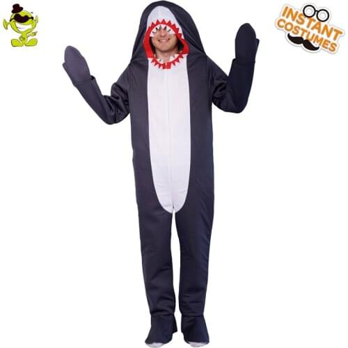 QLQ Hot Adult Mens Shark Costume Jumpsuit Role Play Halloween Carnival Party Costumes for Men Adult Shark Animal Party Costumes