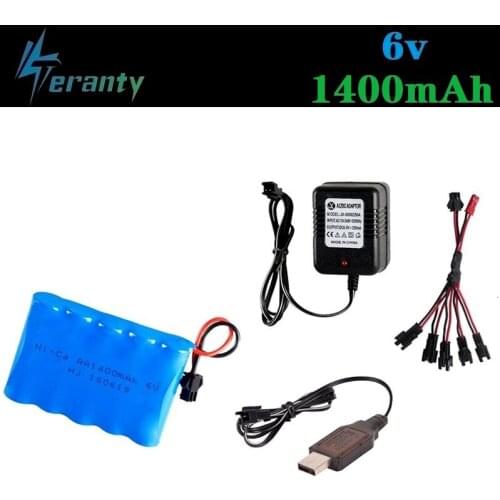 SM Plug) Ni-CD 6v 1400mah Battery + USB Charger For Rc toys Cars Tanks Robots Boats Guns 5* AA 6v Rechargeable Battery Pack