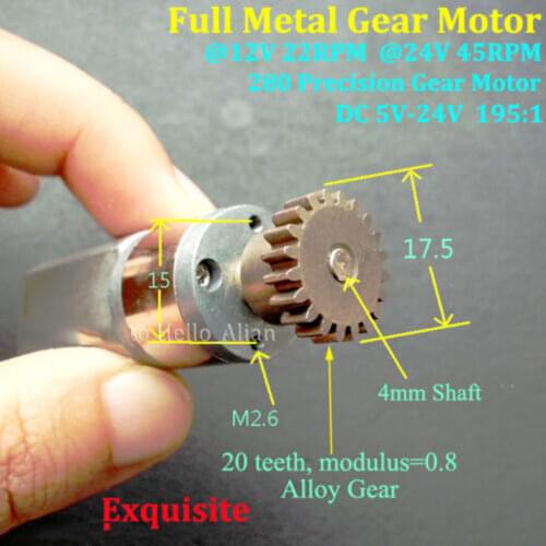DC 5V-24V 12V 22RPM Micro 20mm FF-180 Gear Motor Mini Slow Speed Reduction Full Metal Gearbox Gear Motor DIY model Robot Car