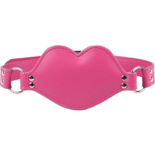 Rose Mouth-shaped gag Fun Mouth Plug Adjustable Mouth-shaped Penis Flail Bondage Toy Leather Holster
