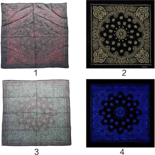 Ethnic Colored Sunflower Double Paisley Floral Unisex Cotton Square Scarf Motorcycle Headband Bandana Hip-Hop Wristband Neck Tie