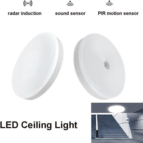 165v-265v LED Ceiling Light Sound Radar Induction Ceiling Light Aisle Bathroom Infrared Body PIR Motion Sensor Ceiling Lamp 220V
