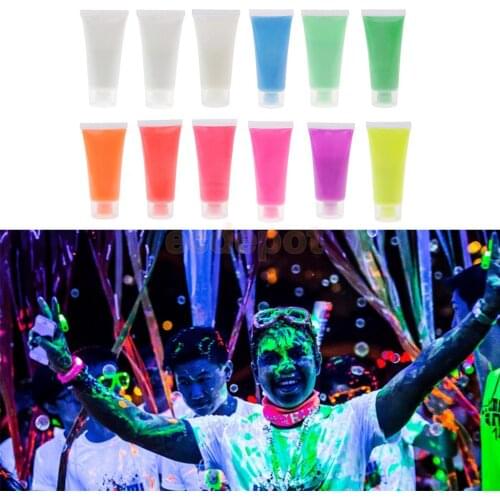 UV Glow Neon Fluorescent Face Body Fabric Paint Blacklight Kids Children Adults Halloween Costume Makeup Party Supplies