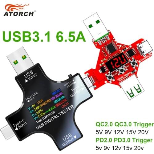 USB 3.1 Type-C USB tester DC Digital voltmeter voltage current meter + 2 IN 1 PD2.0 3.0 QC2.0 3.0 fast Charge trigger 5V9V12V20V
