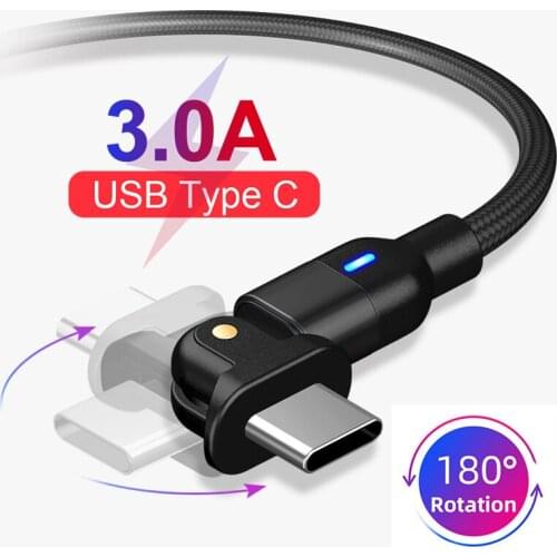 180 degree USB cable rotation Type C 3A fast charging Micro USB cable USB charger for Samsung Galaxy Xiaomi Huawei mobile phone