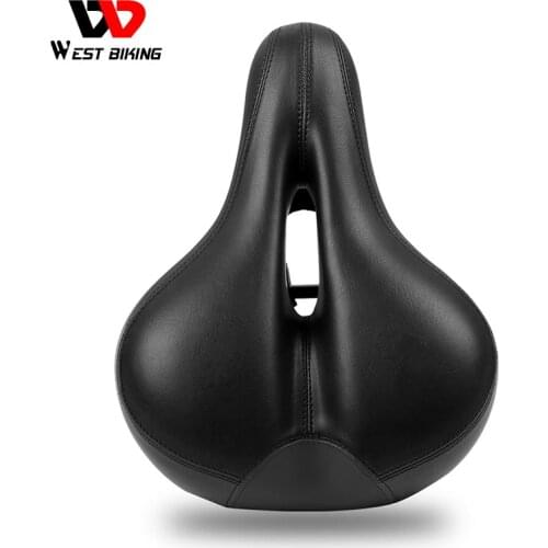 WEST BIKING Soft Bicycle Saddle Comfortable Thicken Wide Hollow Cycling Saddle Mountain Road MTB Bicycle Accessories Bike Saddle
