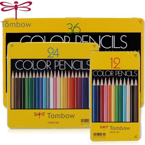 Japan TOMBOW 12/24/36 color oily colored pencil set CB-NQ iron box packaging art drawing pencil high saturation