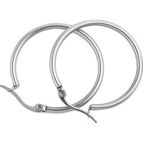 2 Pairs 40mm/50mm Trendy silver stainless steel big hoop earrings for women surgical loop earrings Guangzhou jewelry