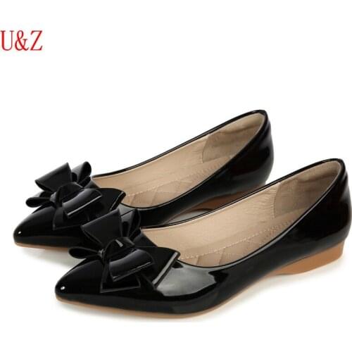 Comfy Female flats with bow casual Formal office shoes size 31 plus big size 43 comfortable pointed toe flat shoes Summer new