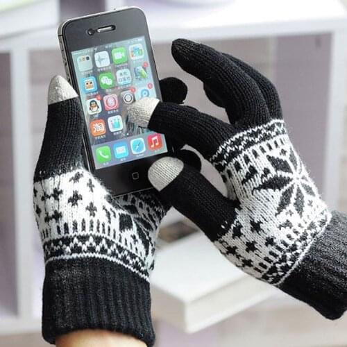 2020 Winter Warm touch screen gloves men women wool knitted Gloves candy color Snowflake Mittens for Mobile Phone Tablet Pad