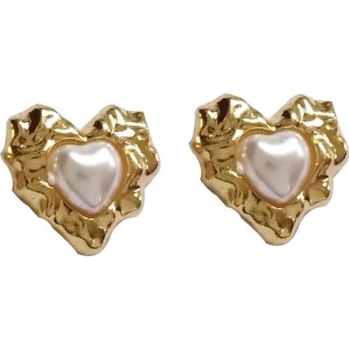 10 pair / lot wholesale fashion jewelry accessories cute sweet metal pearl heart earrings