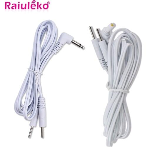 2pcs 2 Ways TENS Electrode Lead Wires Conductive Line Cables Head 2.5mm For Electrode Pad Digital Tens Machine Therapy Massager