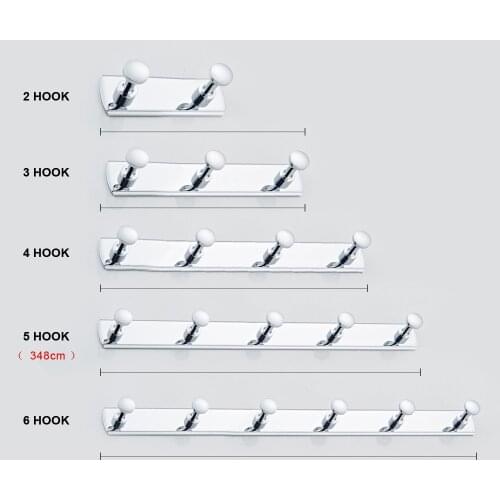 2018 5 hooks practical durable brass towel hook chrome bathroom hooks wall coat hanger practical wall mounted hanger hat hooks