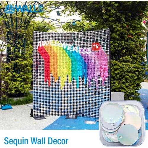 8ft/2.4m 3D Wall Stickers crystal pneumatic sequins mirror Golden wall cloth paint birthday Wedding party background wall decor