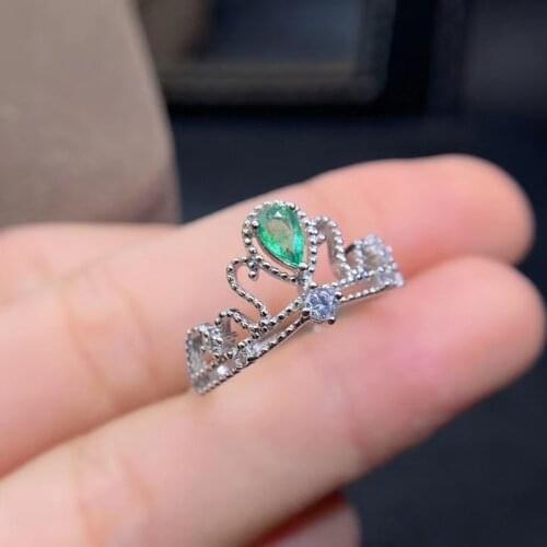 925 Silver Jewelry Natural Emerald Ring Women Jewelry 3*4mm with Good Quality