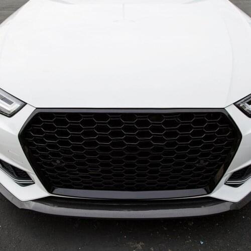 Car Auto Bumper Grille Front Sport Hex Mesh Honeycomb Hood Grill Gloss Black for Audi A4/S4 B9 2017 2018 For RS4 Style