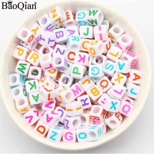 Colorful Mixed Letter Acrylic Beads 6mm Alphabet Cube Spacer Beads For Scrapbooking Decoration DIY Crafts Making Supplies