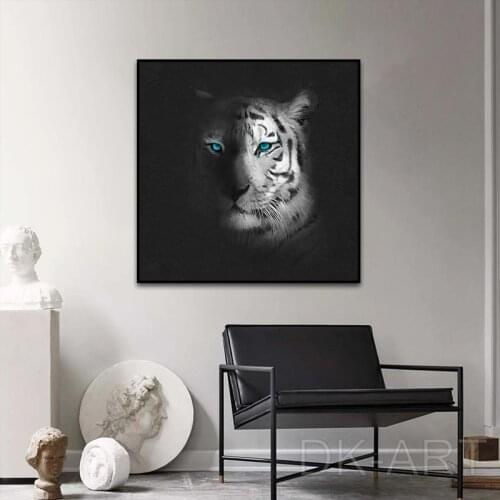 Black and White Tiger Canvas Art Paintings on the Wall Posters and Prints Modern Abstract Animals Pictures for Living Room Decor