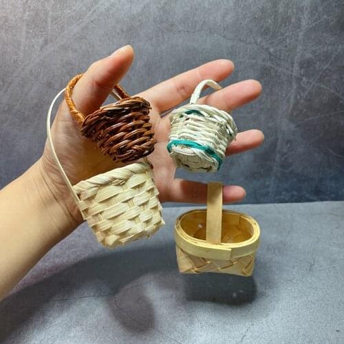 Dollhouse Handmade Mini Bamboo Basket Vegetable Basket Food Play House Dollhouse Scene Kitchen Accessories
