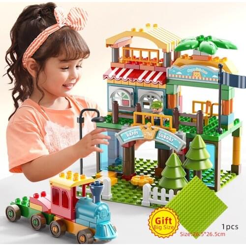 Marble Race Size Building Blocks Funnel Slide Big Bricks with Baseplate Run Ball Track Figures Cars Children Kids Toys