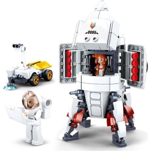 SLUBAN New Space Rocket Station Saturn Shuttle Satellite Astronaut Figure Man Building Blocks Model For Kids Adults Toys Gift