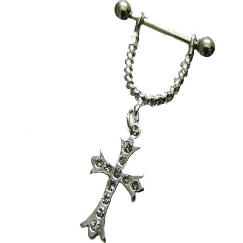 2pcs/Set New Arrival Christ Cross Shape Nipple Piercing 16G Piercing Pezon Nipple Pirsing Body Jewelries Christmas Gift