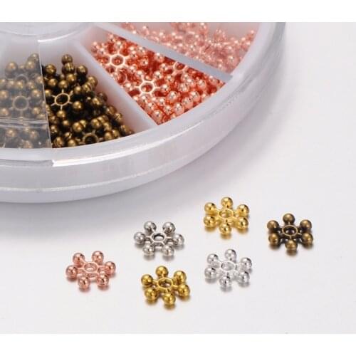 Factory Wholesale Color Snowflake Alloy Spacer Beads Gasket Scattered Beads Mixed Boxed Handmade Jewelry Accessories DIY