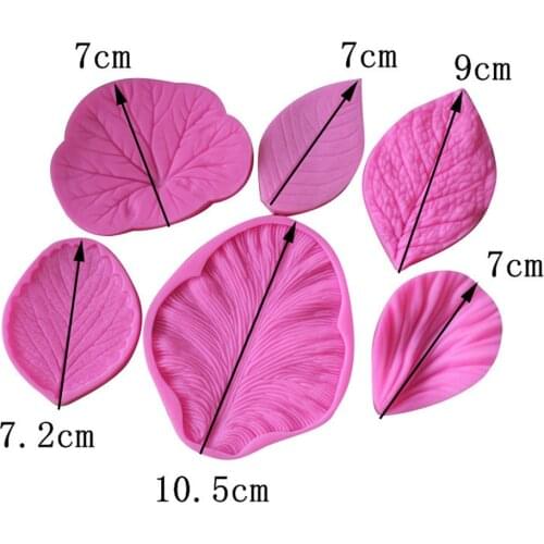 Concrete Fondant Molds Stampi Silicone Concrete Designer DIY Polymer Cake Flower Petal Leaf Vein Stamp Emboss Mold 6pcs/lot