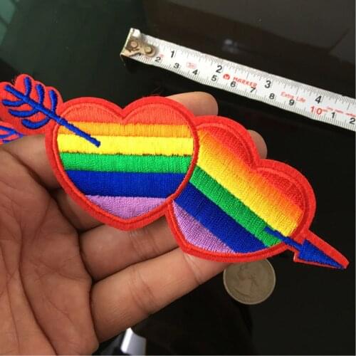 Rainbow Gay Pride Embroidered Patches 3D Diy Heart Love Iron On Applique For Clothes Garment DIY Sewing Accessories Bags Parches