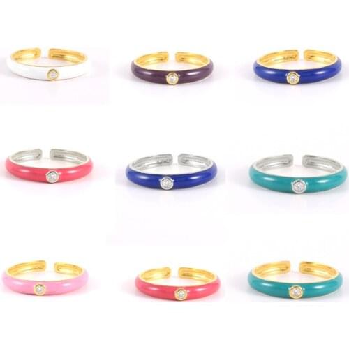 ROMAD Adjustable Enamel Women Ring 925 Sterling Silver Rings Colorful Round Open Ring Jewelry Couples Gifts Bijoux Femme Pink