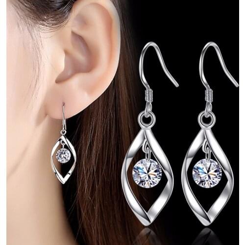 Elegant AAA Zircon Drop Earrings for Women Female Fashion Twist Water Drop Crystal Dangle Earring Wedding Party Jewelry Gift