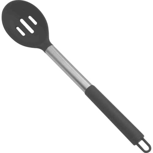 Stainless Steel Handle Silicone Slotted Serving Spoon, Nonstick Mixing Spoon, Heat Resistant Up to 480°F