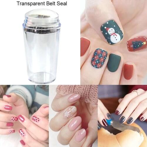Nail Art Stamp Template Transparent Silicone Seal Stamper Head Polish Transfer Manicure Tool High Elastic Lovely Seal w/Scraper