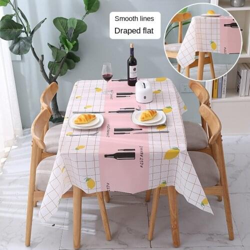 Nordic Dining Tablecloth Waterproof Oil-Proof Disposable PVC Mesh Red Tablecloth Desk Ins Student Coffee Table Mats Fabric