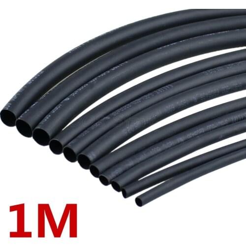 1 METER/LOT High Quality 7/8/9/10/11/12/13/14/15/16MM Diameter Black Color Heat Shrink Tube Sleeving Wrap Wire Cable