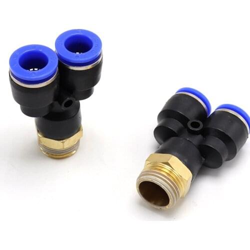 8mm OD Tube Push Into Connect 1/2"BSPT Outer diameter Male Thread Y Shaped Tee Pneumatic Connector Fittings