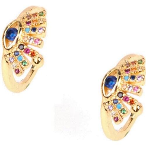 European and American Ins Fashion Colorful Zircon Ear Clip Pierceless Ear Stud Small Ear Clip Ear Stud Womens Gift