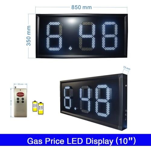 Custom made 10"inch Electronic Digits Gas Station Pylon Price LED Sign Red / Green / Yellow / White Color waterproof IP53
