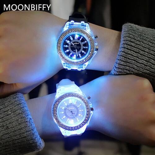 Women Flash Luminous Watch Led light Personality trends students lovers jellies woman mens watches light WristWatch