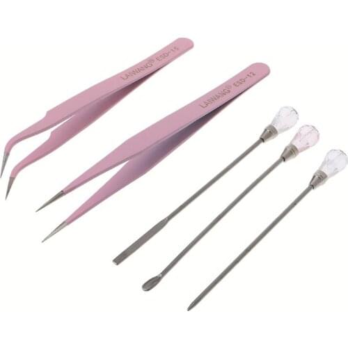 13MC 5Pcs Silicone Resin Tools Set Mixing Stirring Sticks Bubble Removers Needle Pigment Spoon Tweezers Resin Crafts Tools