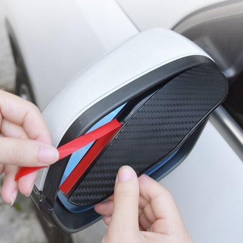 2PCS Universal Car Rear View Mirror Rain Cover Sun Visor Eyebrow Carbon Fiber Side View Mirror Rain Guard Auto Accessories